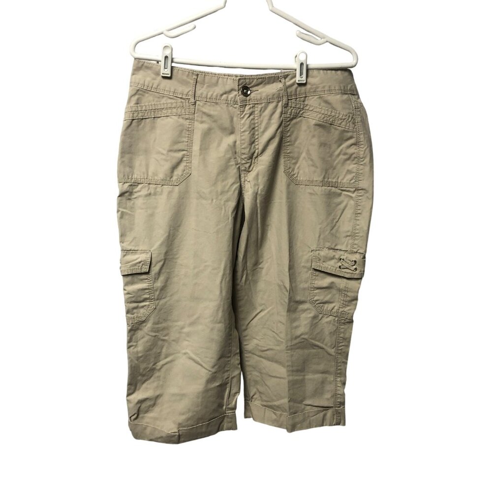 Riders By Lee Cargo Capri Pants Womens Size 12M Beige Cotton Casual Comfy